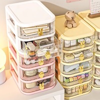Porte-stylos en plastique transparent multicouche, organiseur de bureau pour étudiants, design mignon de dessin animé, capacité de 10L, multifonctionnel