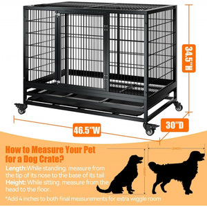 <span class=keywords><strong>Jaula</strong></span> para <span class=keywords><strong>Perros</strong></span> Resistente de Acero Inoxidable con Ruedas y Bandeja, Caseta Grande para Mascotas de Interior con Puertas Dobles y Apertura Superior, Caja de Entrenamiento - Product Image 3