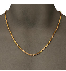 Collier en acier inoxydable plaqué or véritable 24 carats pour femmes et hommes Fashion Hip <span class=keywords><strong>Hop</strong></span> chaîne corde 3mm - Product Image 2