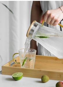 Pichet à eau en verre avec couvercle et bec en bambou, bouilloire, Carafe à eau chaude et froide, pour café et citron, vente en gros, grande capacité, 250 ml - Product Image 3