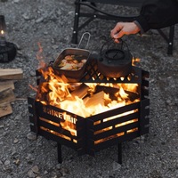 Table de feu extérieure en métal NFS, barbecue, gril, poêle chauffante pliable en acier au carbone, foyer, table de combustion hivernale au charbon de bois