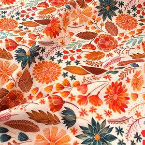 اتجاه جديد من القطن العضوي ، قماش منسوج مصبوغ بالزهور باللون الأحمر والبرتقالي الناعم لفساتين القمصان - Product Image 3