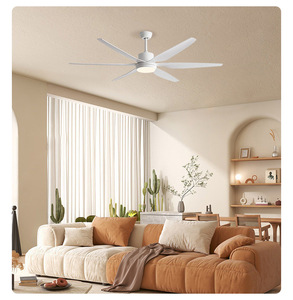 Lámpara de Techo Nórdica de Madera de 54 Pulgadas con 6 Aspas Rectas, Nueva, con LED, para Sala de Estar, Comedor Interior, con Ventilador - Product Image 2
