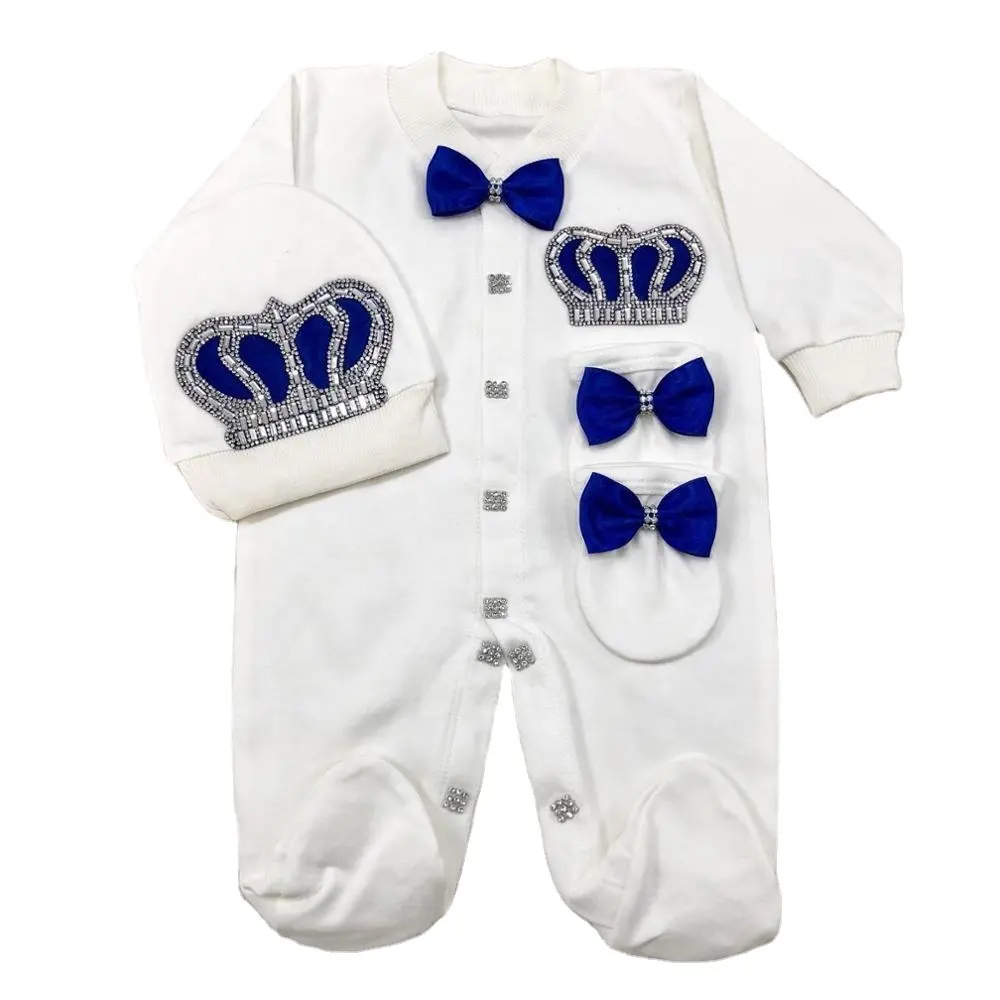 3 Pieces High Quality Long Sleeve Bamboo Dark Blue Bowtie Baby Boy Romper Set Baby Gift Baby Rompers Newborn Jumpsuits Rompers