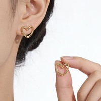Pendientes de Mariposa Colgantes de Acero Inoxidable con Baño de Oro, Pendientes con Forma de Corazón y Flor para Mujer, Joyería