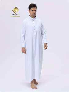 Túnica blanca de algodón para hombre Al Haramain, manga larga, hasta el suelo, modesta, para oración, con un aspecto increíble. - Product Image 3