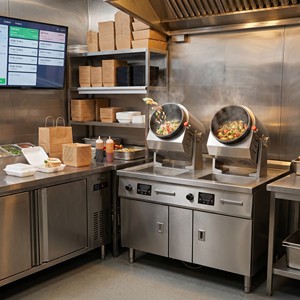 Máquina de Inducción Comercial de Doble Cabezal Tipo Gabinete para Saltear en Tambor, Ideal para Cocinas Nube, Restaurantes y Servicios de Catering - Product Image 5
