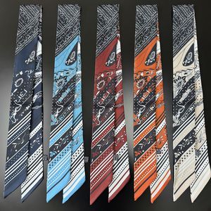 Pañuelo de Seda Satinado Largo y Delgado con Patrón de Cadena de Lujo para Mujer, Bandas para el Cabello, Corbata para el Cuello, Cinturón, Diadema - Product Image 4