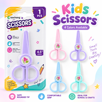 Ciseaux de sécurité pour enfants Bachang, design mignon de dessin animé, pointe arrondie, prise en main confortable, outil d'artisanat scolaire, emballage sous blister, couleurs assorties