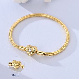 MULA Golden Series - Silver 925 14K Gold Plated <span class=keywords><strong>Love</strong></span> Heart Charm Bracelet Zircon Classic Wedding Gift para fiestas de aniversario - Product Image 5