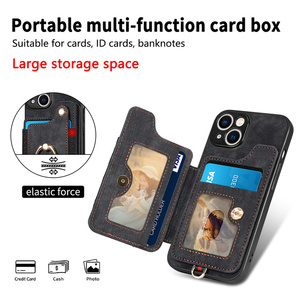 Custodia per telefono in pelle di lusso retrò con portafoglio magnetico con Slot per schede custodia per telefono per <span class=keywords><strong>iPhone</strong></span> 15 14 <span class=keywords><strong>13</strong></span> Pro Max - Product Image 3