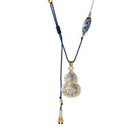 Collier en coton avec pendentif gourde bleue en alliage pour femme TANGPEI, bijoux tendance