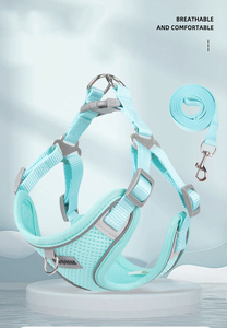 Fabricante al por mayor barato transpirable reflectante raya perro Arnés con correa conjunto - Product Image 4