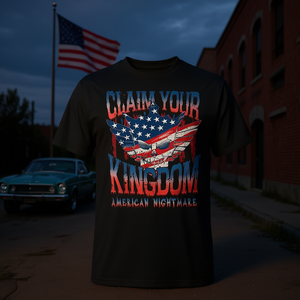 T-shirt promotionnel à manches courtes et col rond pour homme, noir, de la collection Claim Your Kingdom American Nightmare - Product Image 3