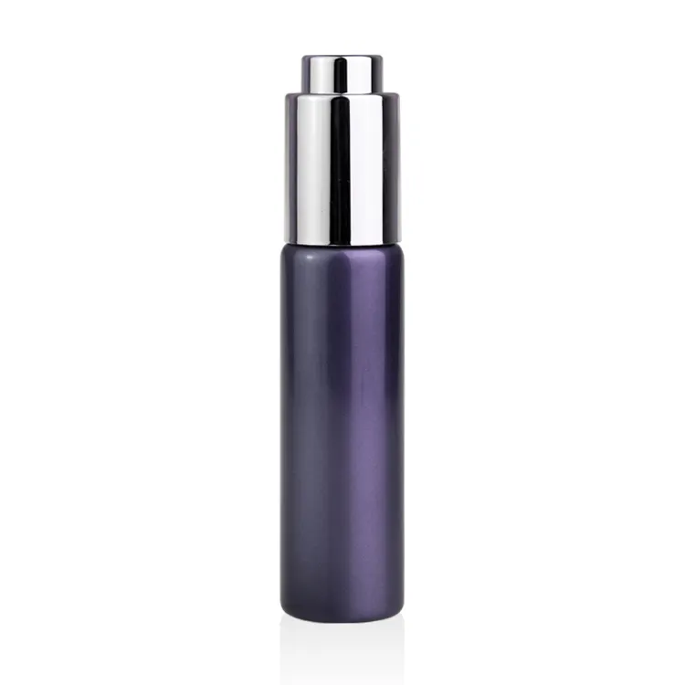 Luxury Frosted Glass Bottle With Pump 20ml 30ml 50ml Purple Dropper Bottle Aluminum Essential Oil Bottle With Dropper