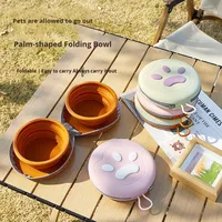Doe Gamelle double pliable en silicone pour animaux de compagnie, motif uni, pour voyage et extérieur, pour chat et chien, 2 en 1