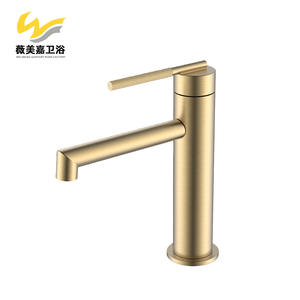 Grifos de Lavabo Exclusivos Transfronterizos de Cobre Puro, Acabado Dorado Cepillado, Monomando, Doble Control, Activación por Elevación, Agua Fría/Caliente - Product Image 6