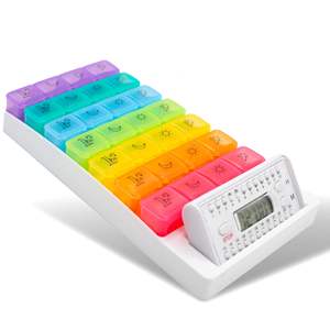 4 veces al día, organizador de pastillas semanal grande de 7 días, pastillero de vitaminas y medicamentos, con recordatorio - Product Image 4