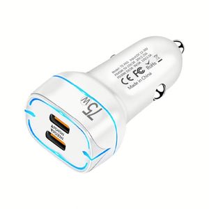 Hot Selling Dual Type C Car Charger 75W PD Car Charger Quick Charge USBC Cables C-C Car Charger for Iphone for Huawei - Product Image 2