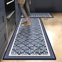 Tapis de sol de cuisine absorbant la boue diatomée géométrique bleue moderne tapis de pied de salle de bain à séchage rapide fabriqué à la machine de haute qualité