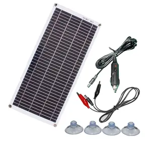 RG 18V 10W Kit Pannello Solare Flessibile con clip Coccodrillo e Caricabatteria Da Auto