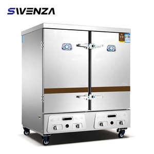 Vaporizador de alimentos comercial resistente Swenza para Fideos de arroz, camarones, albóndigas 48 bandejas Gabinete de vapor de gas - Product Image 1