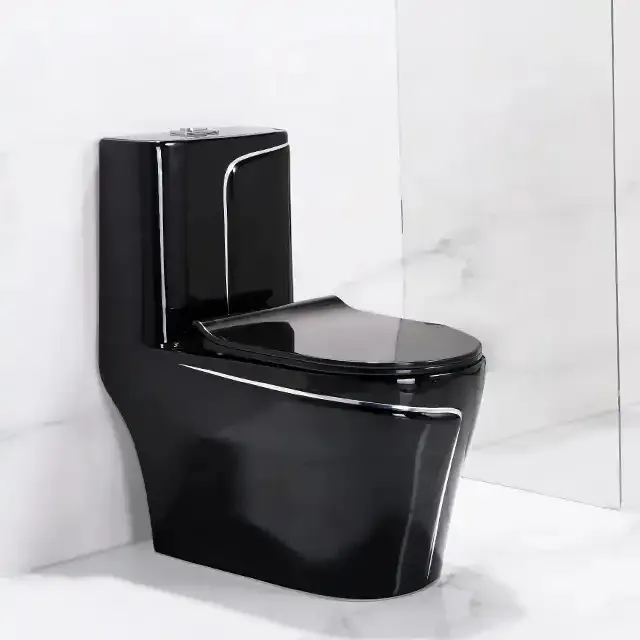 Chaozhou Sanitair Luxe Keramiek Dual Flush Sifonische Inodoro Eendelig Zwart Goud Toilet Wc