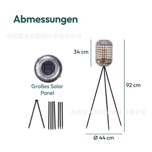 Lámpara Solar de Jardín de 92 cm de Altura con Trípode, Luz LED para Exteriores Resistente al Agua - Product Image 1