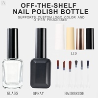 Flacons en verre pour vernis à ongles de luxe noir mat irrégulier de 12 ml avec bouchon et pinceau, vente en gros d'usine
