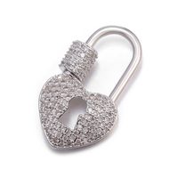 SHUOKE Fermoir en forme de cœur en cuivre plaqué, accessoires de bijouterie DIY pour collier/boucles d'oreilles, matériel élégant pour cadeau