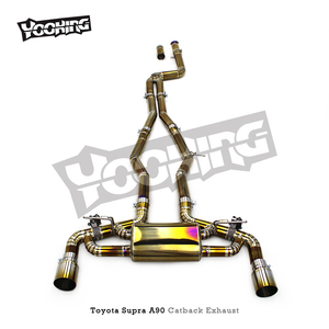 YD Gold Titanium Valvetronic Catback pour <span class=keywords><strong>Toyota</strong></span> <span class=keywords><strong>SUPRA</strong></span> A90/A91 <span class=keywords><strong>MK4</strong></span>/MK5 3.0T 2019-2024 Système d'échappement avec système de télécommande - Product Image 2