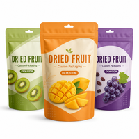 Op maat bedrukte gedroogde mango kiwi stand-up pouch met ritssluiting en ophanggat, exotische fruitverpakking, groothandel