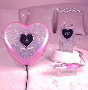 Customized Cordless 35000 Portable Electric Nail Drill Machine Set UV LED Gel Heart Shape Nail Dryer Diamond Lamp