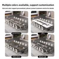 Table de conférence de bureau rectangulaire moderne en bois avec boîte de rangement pour câbles, pour 6 à 30 personnes, idéale pour les négociations et la formation