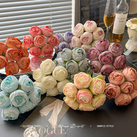 Groothandel Premium Kunstmatige Lotus Bloemboeket Zijden Bloemen voor Woonkamer Eettafel Bloemstuk Huisdecoratie voor Cadeaus