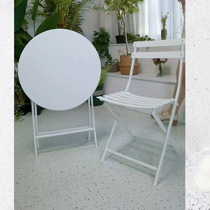 Juego de 3 Piezas para Balcón, Muebles de Hierro Forjado, Mesa Plegable de Metal para Bistro, Cafetería, Bar, Jardín Exterior - Product Image 1