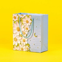 Sac fourre-tout de luxe OEM/ODM en papier blanc recyclable, sûr pour les aliments, avec pelliculage mat, design haut de gamme, motif peinture à l'huile, poignée longue