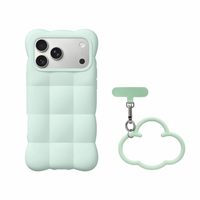 Coques et sangles pour iPhone 18 17 16 15 Pro Max – Coques de téléphone portable originales en grille nuageuse gonflée avec pendentif et lanière souple