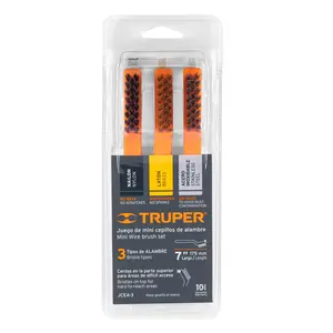 BOX 4 <b>Set</b> of 3 mini <b>wire</b> <b>brushes</b>, 28 <b>brushes</b>, TRUPER - Product Image 3