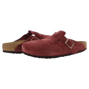 Zuecos Unisex Birkenstock Boston, Color Zinfandel, Gamuza, Corcho y Goma, Punta Redonda, Estilo Slip-On - Product Image 2