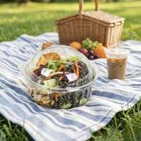 Fabrieksgroothandel 8oz plastic PET salade-to-go doos ronde vorm saladekom transparante clamshell fruit salade verpakkingen
