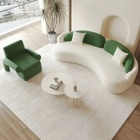 Ensemble de canapés sectionnels de style nordique moderne pour salon, avec structure en bois massif