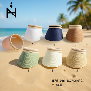 หมวกฟางแบบเปิดด้านบน 240 ชิ้น คละสี ป้องกันแสงแดด สวมใส่ในฤดูร้อน - Product Image 2