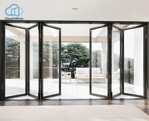 Porte extérieure moderne multi-panneaux en alliage d'aluminium robuste, à double battant, avec verre trempé et vue panoramique, idéale pour manoir de campagne, villa de vacances, <span class=keywords><strong>piscine</strong></span> - Product Image 3