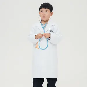 Mantel Lab kelas STEM anak-anak uniseks dengan set Scrub seragam rumah sakit kacamata kartu ID untuk Teknologi Sains anak-anak