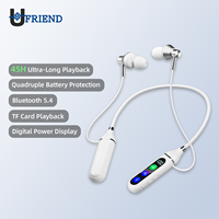 Écouteurs Bluetooth 5.4 à tour de cou, intra-auriculaires, avec affichage numérique, lecture de carte TF, réduction active du bruit