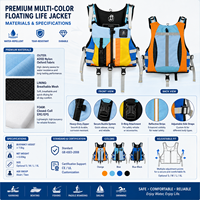 Gilet de flottabilité professionnel pour sports nautiques, réglable, en Oxford 420D, pour kayak, pêche, rafting, navigation
