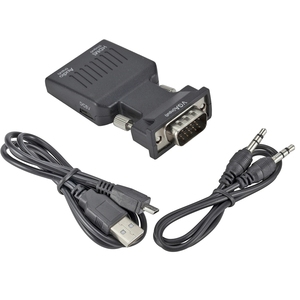 1080P VGA Male <strong>to</strong> for HD Female Converter <strong>Adapter</strong> with 3.5MM <strong>Audio</strong> <strong>USB</strong> Cable Plastic VGA for HD-MI Projector for Promoting - Product Image 6
