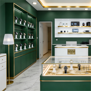 Vetrina Rotonda in Legno per <span class=keywords><strong>Gioielli</strong></span>, Piccola Vetrina Curva, Espositori Sottili per Negozi <span class=keywords><strong>di</strong></span> <span class=keywords><strong>Gioielleria</strong></span> - Product Image 3