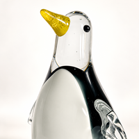 Figurine de pingouin en verre soufflé artisanal, sculpture d'oiseau noir et blanc pour la décoration de table et de la maison